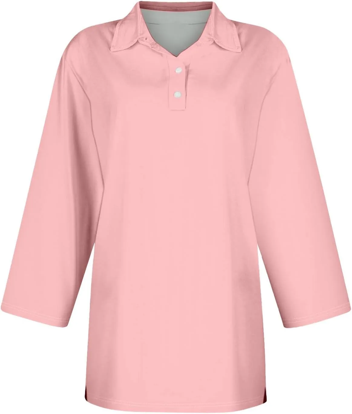 Womens 3/4 Sleeve Polo Shirts Business Casual V Neck Lapel Collar Button Down Work Polos Plus Size Basic Cute Tees